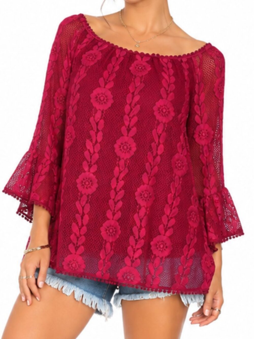 Studio Womens Blouse 2X Boho Peasant Fairy Layered Bell Sleeve Coquette Lacy y2k